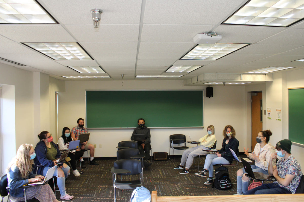 Students sitting in a classroom